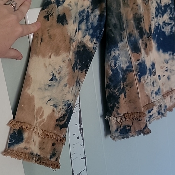 Ashley Stewart Tie Dye Denim Fringe Jacket Size-16W - Picture 4 of 10